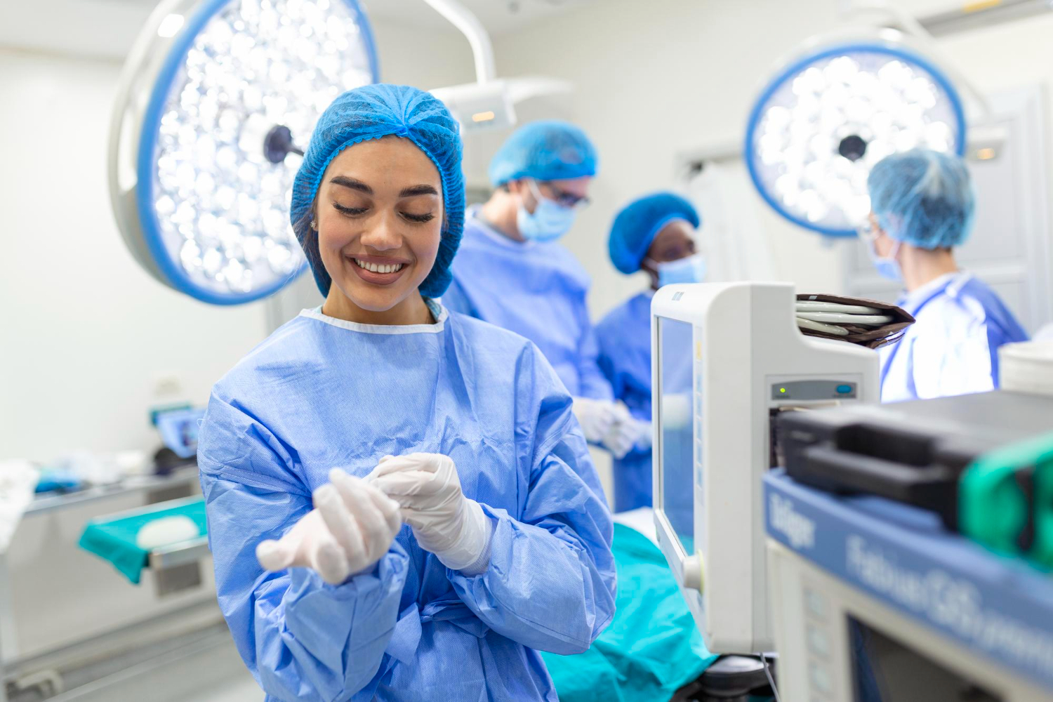 Healthcare staff preparing for a procedure