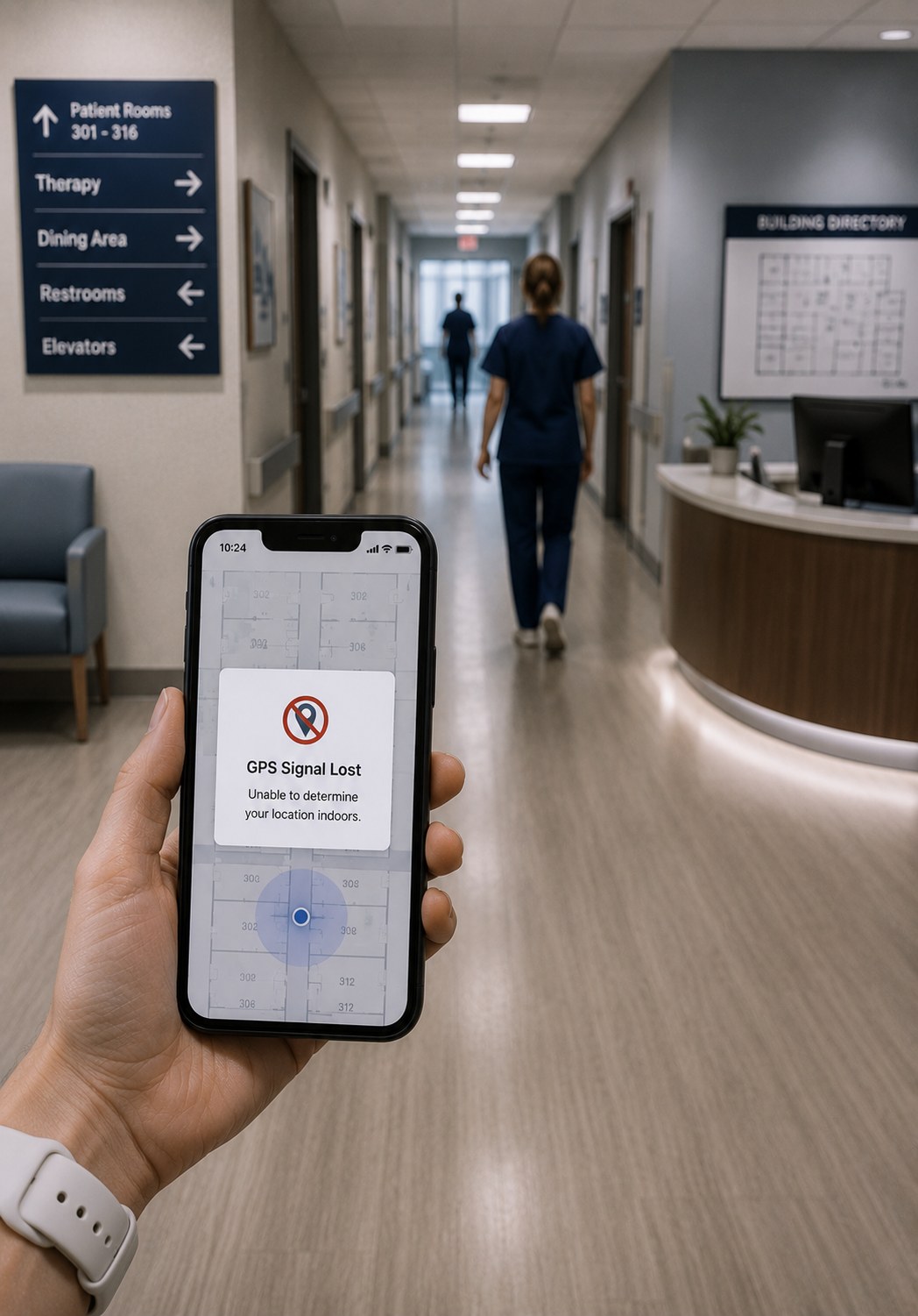 Phone showing no GPS signal inside a facility